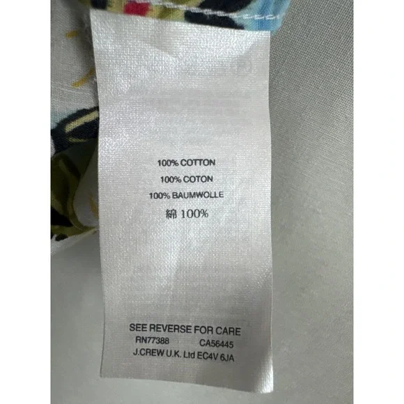 J.Crew Button Down Shirt Mens M Blue Resort Tropical Floral Cotton Short Sleeve - Picture 6 of 10